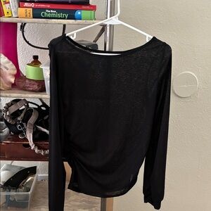 SHEIN Black Sheer Long-Sleeve Top
